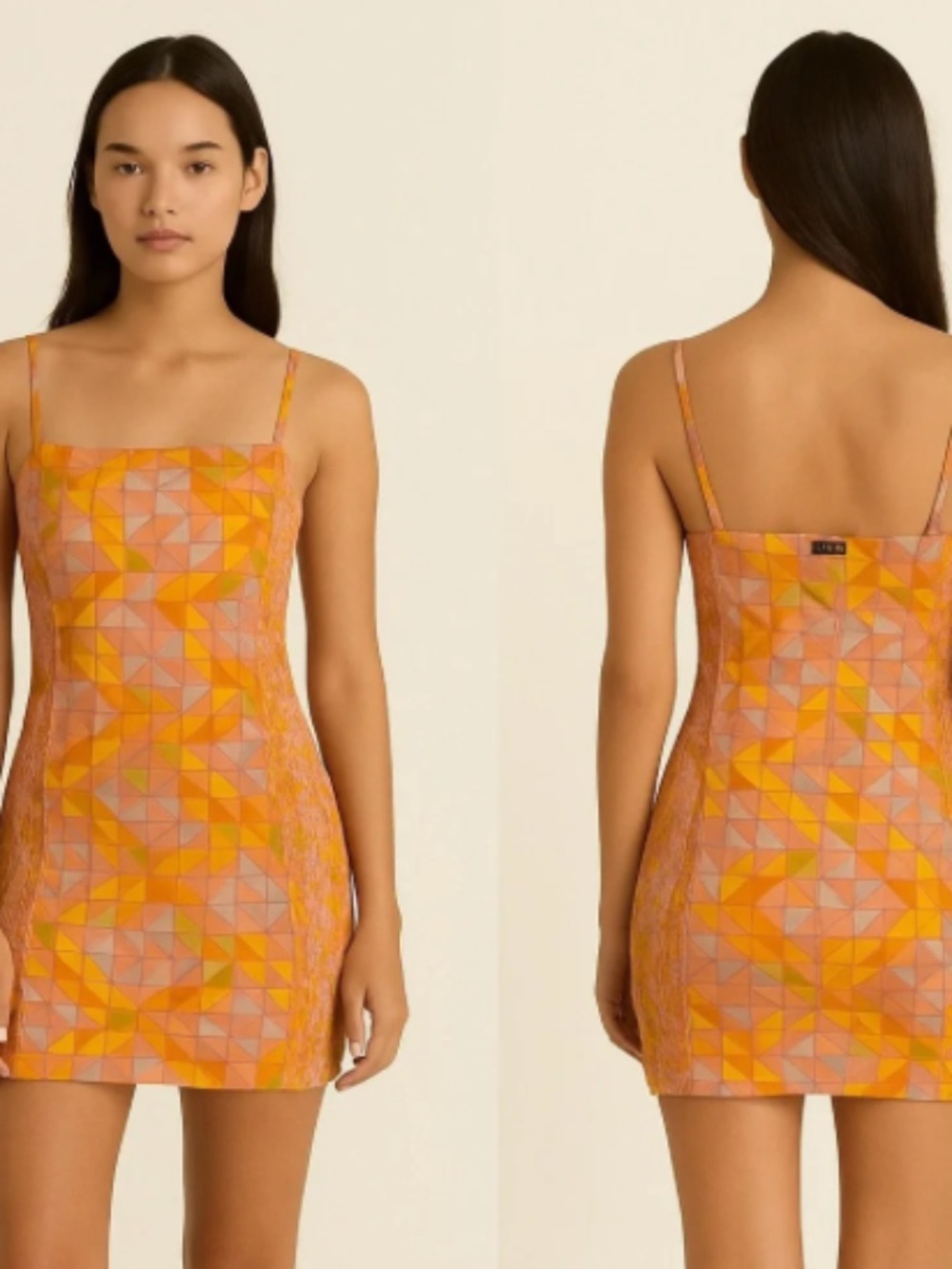 RVCA Orange Geometric Mini Dress with Sz L